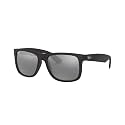 Ray-Ban Justin Sunglasses (RB4165) Black/Grey Mirror Silver - Non-Polarized - 54mm, Rubber Black, One Size