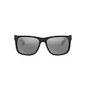Ray-Ban JUSTIN - RUBBER BLACK Frame GREY MIRROR SILVER Lenses 51mm Non-Polarized
