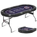 RAYKEEP 8 Player Poker Table Foldable, 71" Folding Texas Holdem Table