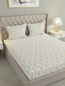 raymond home cotton double flat 104 tc floral 1 bedsheet with 2 pillow covers