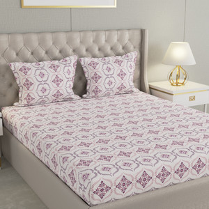 raymond home cotton double flat 104 tc floral 1 bedsheet with 2 pillow covers