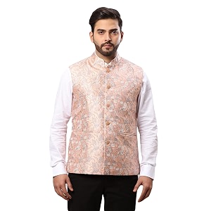 raymond men39s contemporary fit terry rayon blend jacquard pattern sleeveless orange ceremonial waistcoat