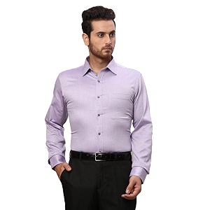 raymond men slim fit dobby pattern pure cotton semi cut away collar full sleeve formal shirt