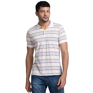 Raymond Men Cotton Striped Regular Fit T-Shirt