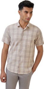 Raymond Men Checkered Casual Brown Shirt