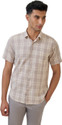 Raymond Men Checkered Casual Brown Shirt