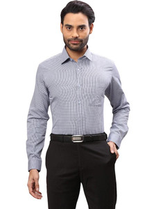 Raymond Men Checkered Formal Blue Shirt