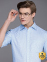 Raymond Men Checkered Formal Light Blue Shirt