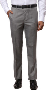 Raymond Men Grey Polyester Trousers