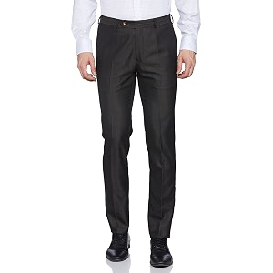 Raymond Men Mens PLEATLESS Slim FIT Dark