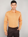 Raymond Men Self Design Formal Yellow Shirt