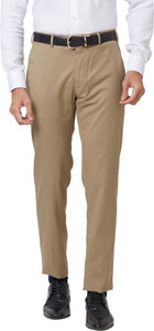 Raymond Men Slim Fit Beige Polyester Trousers