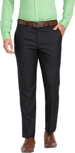 Raymond Men Slim Fit Black Polyester Trousers