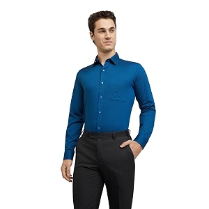 raymond men slim fit dobby pattern pure cotton semi cut away collar full sleeve formal shirt