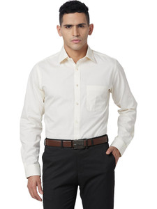 Raymond Men Solid Formal Beige Shirt