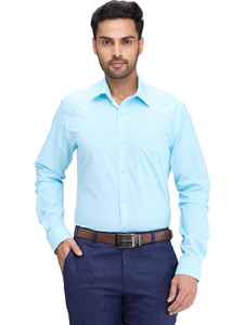 Raymond Men Solid Formal Blue Shirt