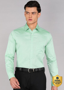 Raymond Men Solid Formal Green Shirt