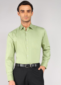 Raymond Men Solid Formal Green Shirt