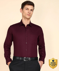 Raymond Men Solid Formal Maroon Shirt