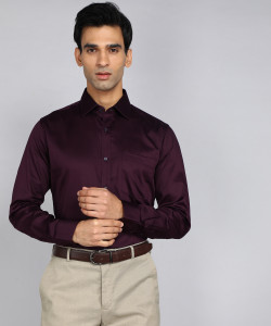 Raymond Men Solid Formal Purple Shirt