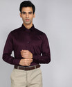 Raymond Men Solid Formal Purple Shirt