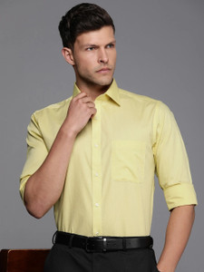 Raymond Men Solid Formal Yellow Shirt