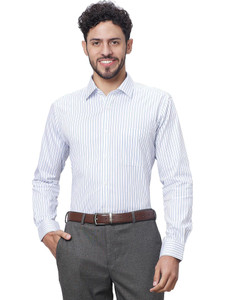 Raymond Men Striped Formal Blue Shirt