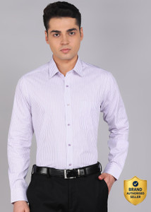Raymond Men Striped Formal Purple Shirt