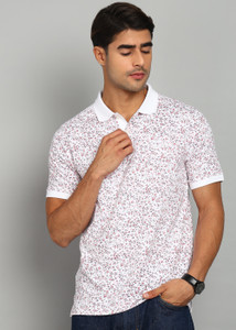 Raymond Printed Men Polo Neck Red White