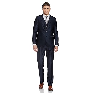 raymond rayon men39s full sleeve contemporary fit dark blue formal suit