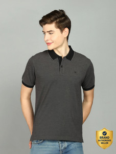 Raymond Self Design Men Polo Neck Black