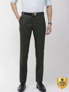 Raymond Slim Fit Men Dark Green Trousers