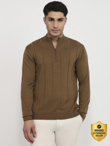 Raymond Solid Collared Neck Casual Men Beige