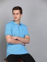 Raymond Solid Men Polo Neck Light Blue