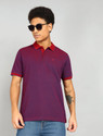 Raymond Solid Men Polo Neck Maroon T-Shirt