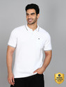 Raymond Solid Men Polo Neck White T-Shirt