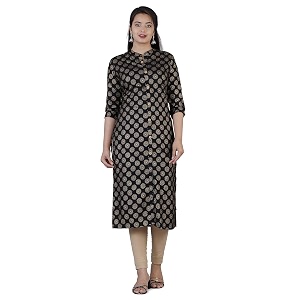 Rayon Knee Length Printed Straight Kurti for