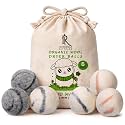 RAYTRADE Wool Dryer Balls 6-Pack 100% Made of Organic New Zealand Wool Reduces Clothing Wrinkles and Saves Drying Time Reusable Natural Fabric Softener (3 inch Round Pack of 6 Marble)
