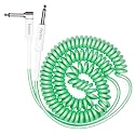Rayzm Curly Instrument Cable, 2 Meters Coiled Chord, Right Angle to Straight Spiral Lead for Guitar/Bass