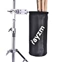 Rayzm Drum Stick Bag Holder, Nylon Mallet/Brush/Beater Stick Holder with Aluminum Clamp for Drum Kit & Music Stand (1.5-3cm Diameter Pole), UP to 12 Pairs of Sticks
