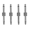 Rayzm Guitar Pedal Connectors, 6.35mm (1/4") Male to Male Straight Plug Adaptors for Guitar Pedalboard - Pack of 4