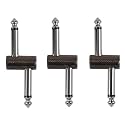 Rayzm Guitar Pedal Patch Connector, 6.35mm (1/4") Effect Couplers, Male to Male Offset Plug Adaptor for Pedal-Board Instead of Patch Cable, Pack of 3
