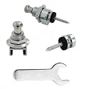 Rayzm Guitar Strap Locks Set, Security Strap Lock System for Acoustic/Electric/Bass Guitar, Quick Release Mechanism, Metal Strap-lock Buttons with a Wrench (Silver)