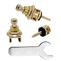 Rayzm Guitar Strap Locks Set, Security Strap Lock System for Acoustic/Electric/Bass Guitar, Quick Release Mechanism, Golden Metal Strap-lock Buttons with a Wrench (Golden)