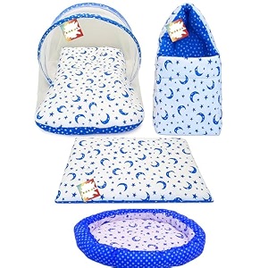 baby bedding set  new born baby bag  carry bag  baby bed  mattress mosquito net  essentials  carrier  cotton 0-6 months 4pcs set