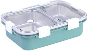 rbgiit 2 compartment sealed leak proof stainless steel lunch box for kids  adult 2 containers stainless steel school lunch box 750 ml