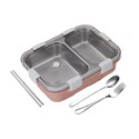 RBGIIT 2 Compartment Sealed Leak Proof Stainless Steel Lunch Box For Kid's & Adult 2 Containers Stainless Steel School Lunch Box
