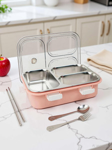 rbgiit 3 compartment sealed leak proof stainless steel for kids  adult 3 containers stainless steel office lunch box