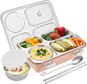rbgiit 4 compartment sealed leak proof stainless steel lunch box for kids  adult 1 containers stainless steel school lunch box