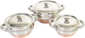 rbgiit copper bottom handi set with lid and handle kitchen serving cooking pot vessel cookware set stainless steel 6 - piece